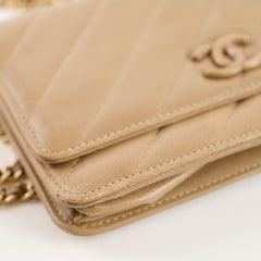 Chanel Light Brown Lambskin Wallet On Chain WOC 21 Series