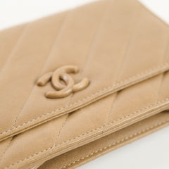 Chanel Light Brown Lambskin Wallet On Chain WOC 21 Series