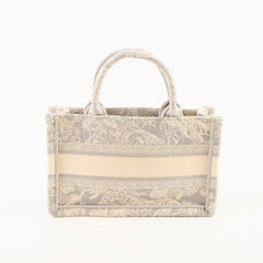 Dior Mini Toile de Jouy Embroidery Book Tote Canvas Light Grey