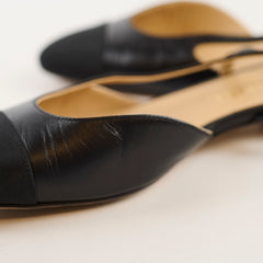 Chanel Grosgrain Slingback Flats Goatskin Black