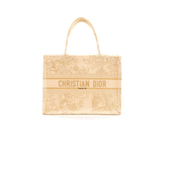 Christian Dior Medium Toile de Jouy Embroidery Book Tote Canvas White/Gold