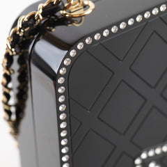 Chanel Runway Resin Crystal Pearl Clutch Black