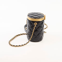 Chanel Crown Box Vanity Shiny Lambskin Black Microchip