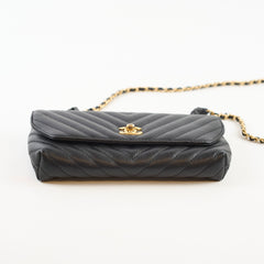 Chanel Seasonal Rectangular Chevron Flap Lambskin Black