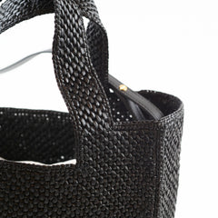 Loewe Small Font Raffia Tote Bag Black