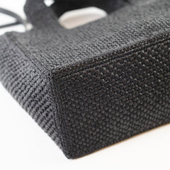 Loewe Small Font Raffia Tote Bag Black