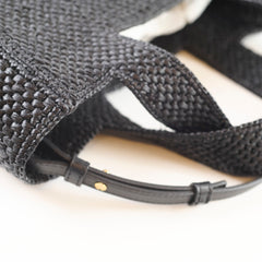 Loewe Small Font Raffia Tote Bag Black