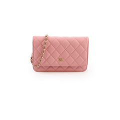 Chanel Caviar Wallet On Chain WOC Pink Microchip