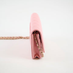 Chanel Caviar Wallet On Chain WOC Pink Microchip