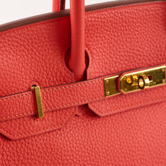 Hermes Birkin 30 Clemence Orange Poppy O Square Stamp