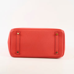 Hermes Birkin 30 Clemence Orange Poppy O Square Stamp