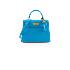 Hermes Kelly 25 Epsom Bleu Frida - Y Stamp