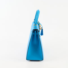 Hermes Kelly 25 Epsom Bleu Frida - Y Stamp