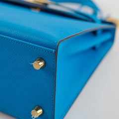 Hermes Kelly 25 Epsom Bleu Frida - Y Stamp