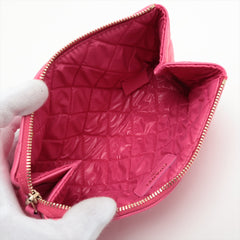 Chanel Lambskin Quilted Pink Pouch Clutch Case