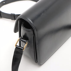 CELINE Teen Triomphe Leather Shoulder Bag Black