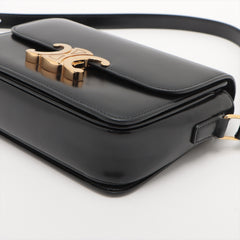 CELINE Teen Triomphe Leather Shoulder Bag Black