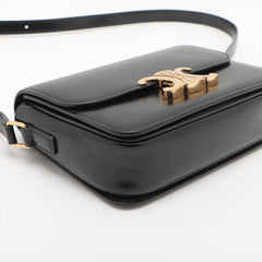 CELINE Teen Triomphe Leather Shoulder Bag Black