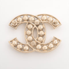 Chanel Coco Logo Rhinestone Pearl Brooch Costume Jewellery