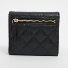 Chanel Caviar Black Compact Wallet - Microchipped