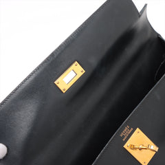 Hermes Kelly 32 Box Leather Black Noir G Square Stamp