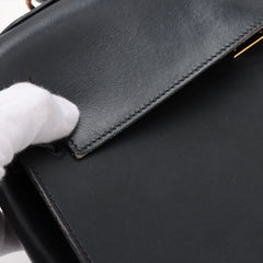 Hermes Kelly 32 Box Leather Black Noir G Square Stamp