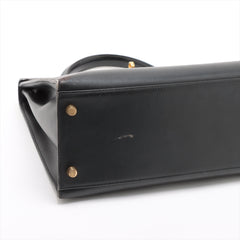 Hermes Kelly 32 Box Leather Black Noir G Square Stamp