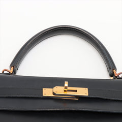 Hermes Kelly 32 Box Leather Black Noir G Square Stamp