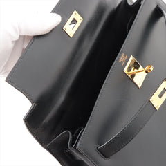 Hermes Kelly 32 Box Leather Black Noir B Square Stamp
