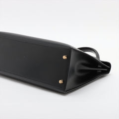 Hermes Kelly 32 Box Leather Black Noir B Square Stamp