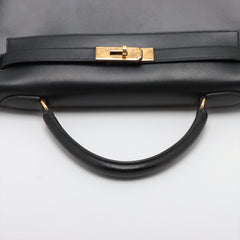 Hermes Kelly 32 Box Leather Black Noir B Square Stamp