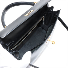 Hermes Kelly 32 Box Leather Black Noir B Square Stamp