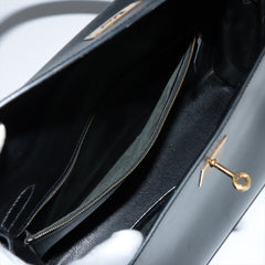 Hermes Kelly 32 Box Leather Black Noir B Square Stamp