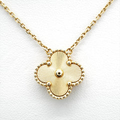 Van Cleef & Arpels Vintage Alhambra Guilloche Necklace Yellow Gold