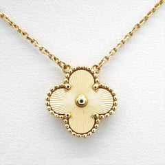 Van Cleef & Arpels Vintage Alhambra Guilloche Necklace Yellow Gold