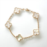 Van Cleef & Arpels Vintage Alhambra 5 Motifs White Mother of Pearls Bracelet
