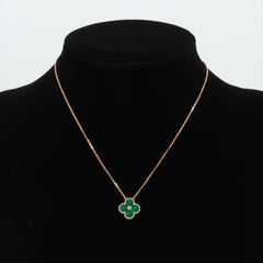 Van Cleef & Arpels Vintage Alhambra Malachite with Diamond Holiday Pendant Necklace 2013