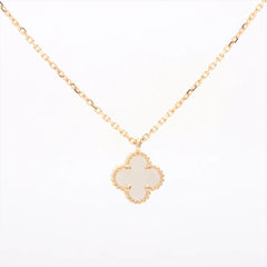 Van Cleef & Arpels Sweet Alhambra Mother of Pearl MOP Necklace Yellow Gold