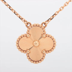 Van Cleef & Arpels Vintage Alhambra Guilloche Necklace Yellow Gold