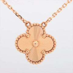 Van Cleef & Arpels Vintage Alhambra Guilloche Necklace Yellow Gold