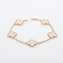 Van Cleef & Arpels Vintage Alhambra 5 Motif Mother of Pearl MOP Bracelet Yellow Gold