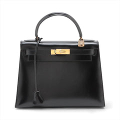 Hermes Kelly 28 Box Noir Q Circle Stamp