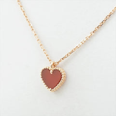 Van Cleef & Arpels Sweet Alhambra Hearts Carnelian Necklace