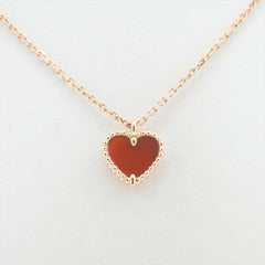 Van Cleef & Arpels Sweet Alhambra Hearts Carnelian Necklace