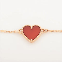 Van Cleef & Arpels Sweet Alhambra Hearts Carnelian Bracelet