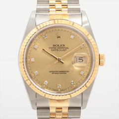 Rolex Datejust 36mm Two Toned  with Diamond Dial Watch 16233