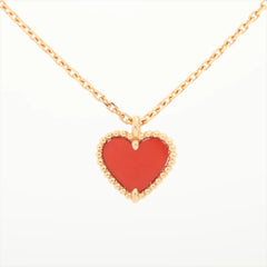 Van Cleef & Arpels Sweet Alhambra Hearts Carnelian Necklace