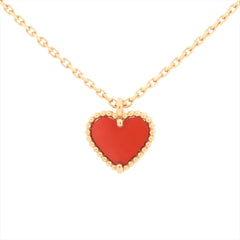 Van Cleef & Arpels Sweet Alhambra Hearts Carnelian Necklace