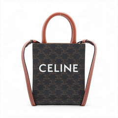 Celine Triomphe Mini Vertical Cabas Tote Brown