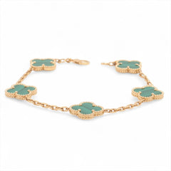 Van Cleef & Arpels Vintage Alhambra 5 Motifs Malachite Bracelet
